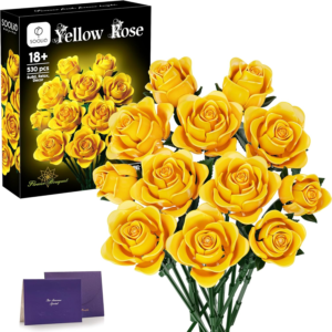 Rose Bouquet Building Set for Adults, Botanical Collection Flower Building Kit, Gothic Home Buildable Décor Anniversary Birthday Gift for Women Teens Girlfriend with 530 PCS