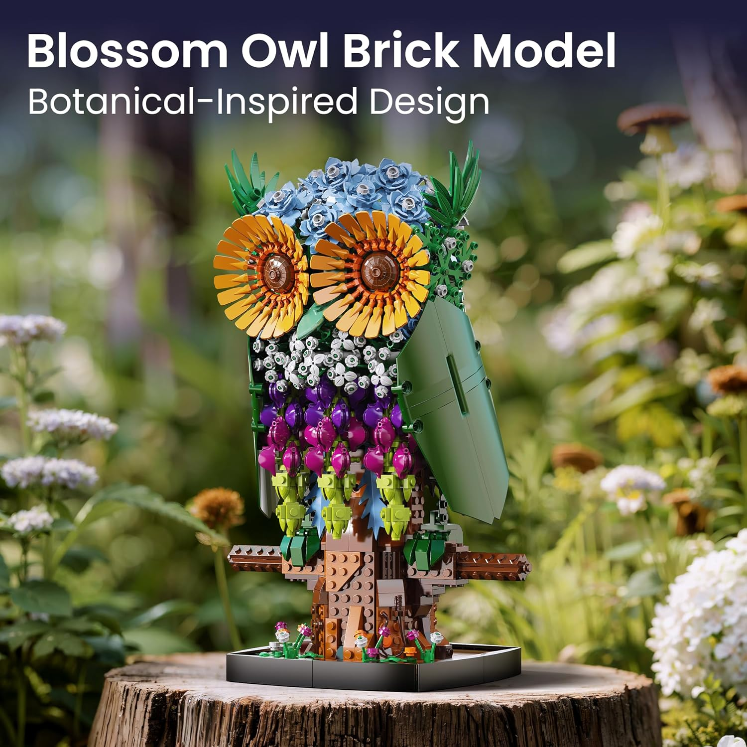 Sillbird Flower Owl Building Set for Adults Creative Gifts for Mom Wife Women Girlfriend Teens, Buildable Floral Animal Model Kit for Home Decor or Office Display (1215 Pcs) - Image 3