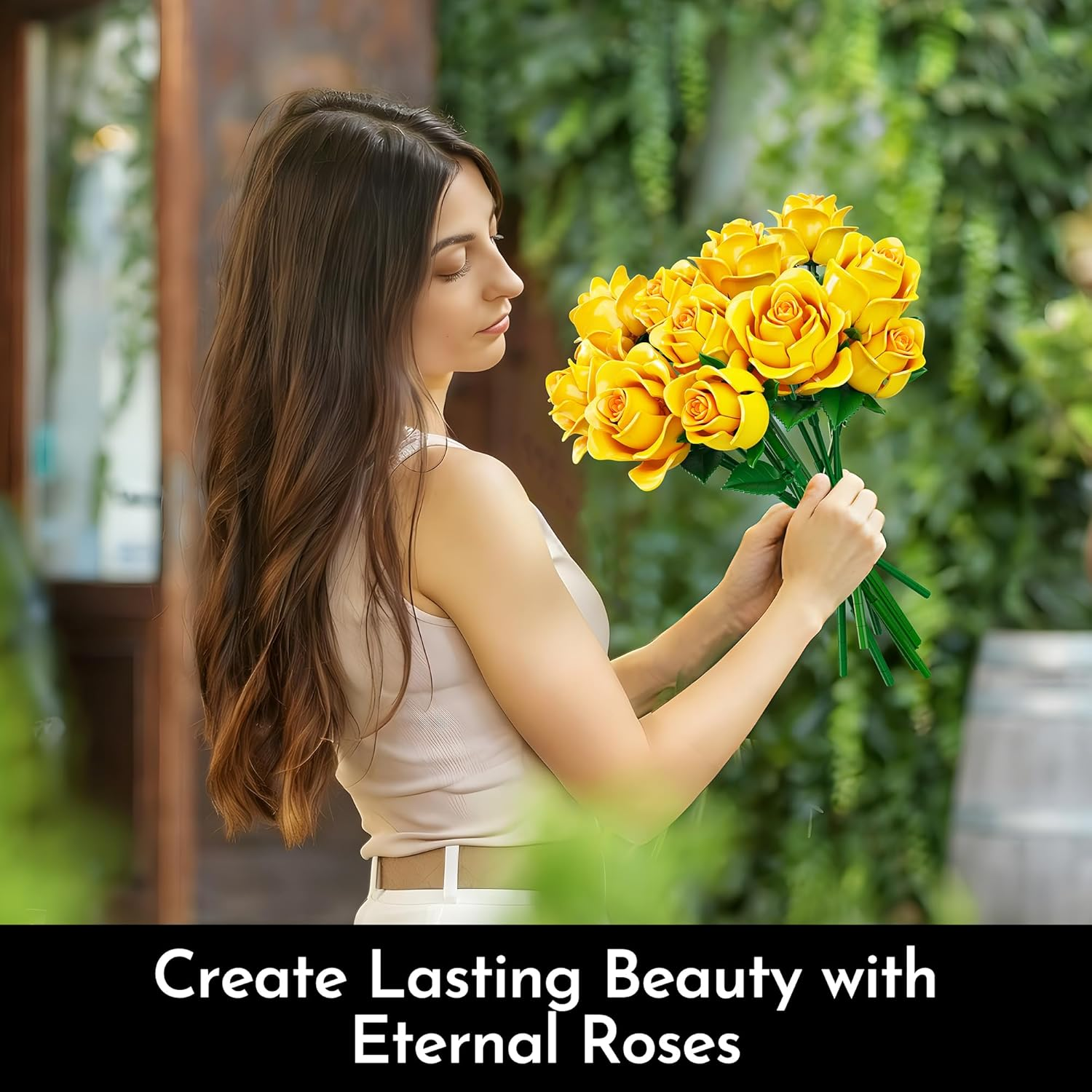 Rose Bouquet Building Set for Adults, Botanical Collection Flower Building Kit, Gothic Home Buildable Décor Anniversary Birthday Gift for Women Teens Girlfriend with 530 PCS - Image 3