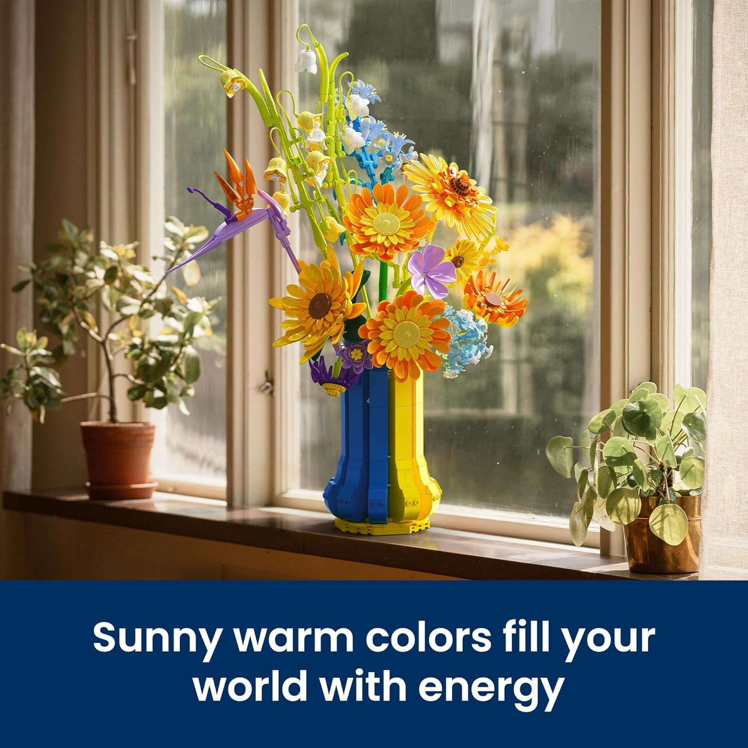 Sunflower Bouquet Building Set with Vase, Gift for Mom Wife Women Girlfriends Adults Couple Teens, Artificial Botanical The Starry Night Flower for Home Office Décor (1147 PCS) - Image 5