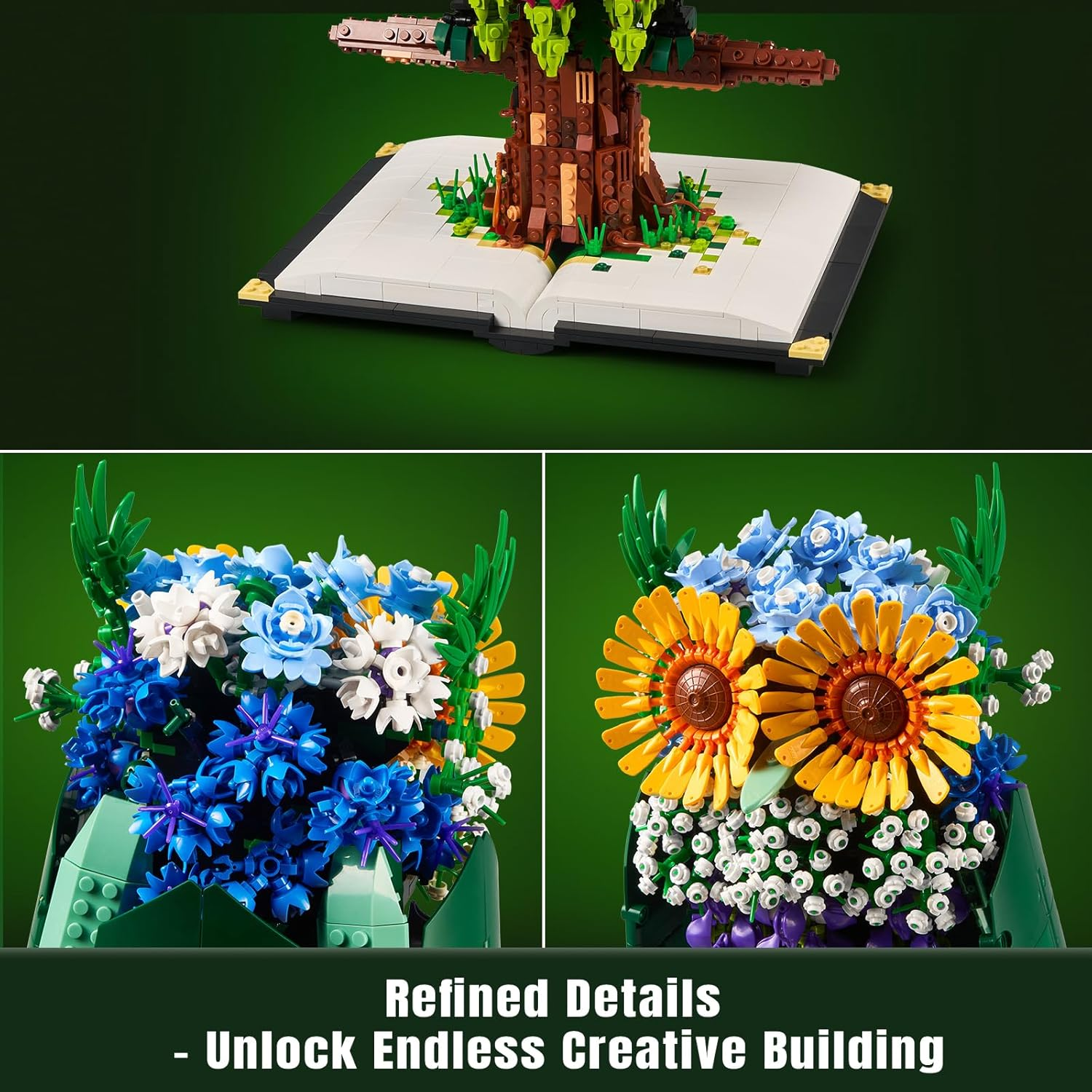 Owl Building Kit with Flowers, 1989 Pieces Animal and Plant Toy Set, Botanical Collection, Valentines Easter Christmas Ideas Gifts for Women, Men, Adults, Teens and Kids Aged 12+ - Image 3