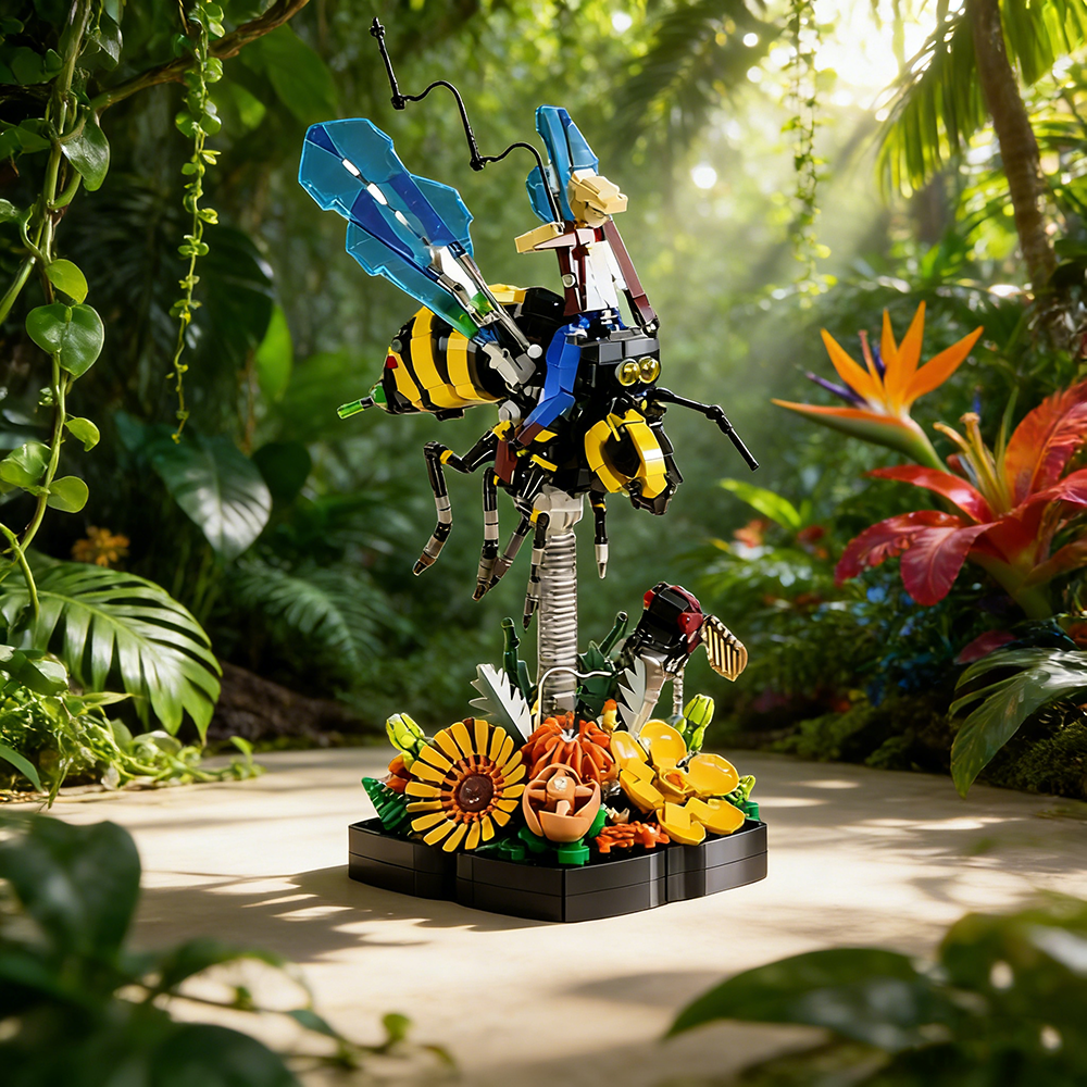 Mibido Bee Cowboy Flower Building Set for Adults Home Decor or Office Display Valentine’s Day Creative Gift Idea for Nature Lovers, MOC Insect Collection and Buildable Floral Model with 1781 Pieces - Image 9