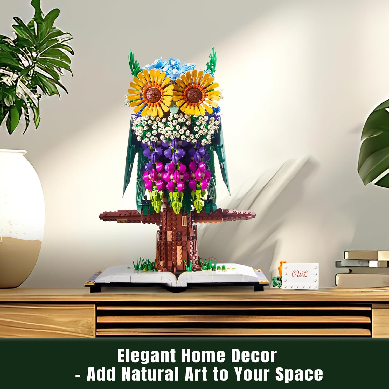 Owl Building Kit with Flowers, 1989 Pieces Animal and Plant Toy Set, Botanical Collection, Valentines Easter Christmas Ideas Gifts for Women, Men, Adults, Teens and Kids Aged 12+ - Image 5