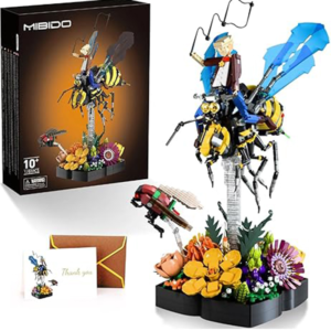 Mibido Bee Cowboy Flower Building Set for Adults Home Decor or Office Display Valentine’s Day Creative Gift Idea for Nature Lovers, MOC Insect Collection and Buildable Floral Model with 1781 Pieces