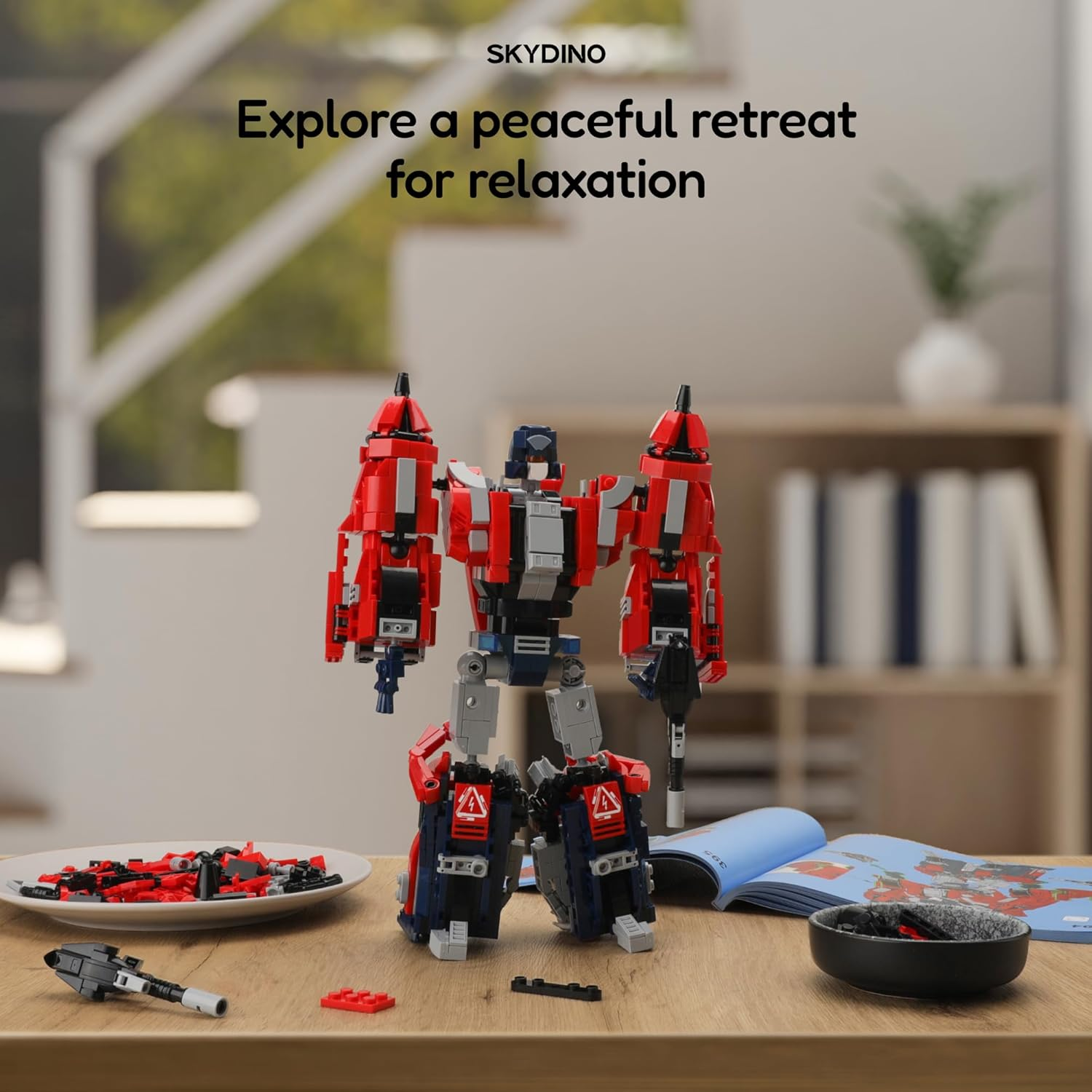 Sillbird 3in1 Robot Building Kit Transformable Toy - Robot to Dinosaur to Fighter Jet, Collectible Display Model Set for Adults, Ideas Gifts for Men Boys Fans, No Rebuilding (1128 pieces) - Image 2