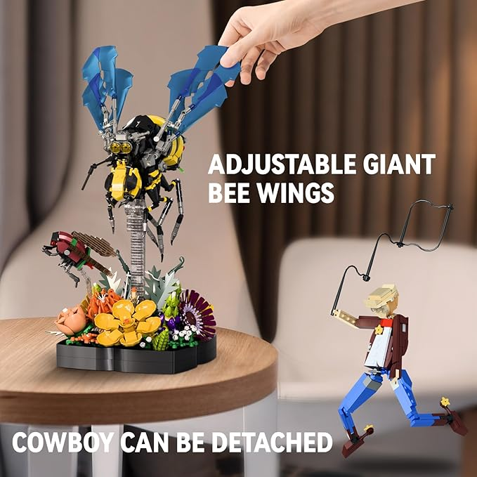 Mibido Bee Cowboy Flower Building Set for Adults Home Decor or Office Display Valentine’s Day Creative Gift Idea for Nature Lovers, MOC Insect Collection and Buildable Floral Model with 1781 Pieces - Image 8