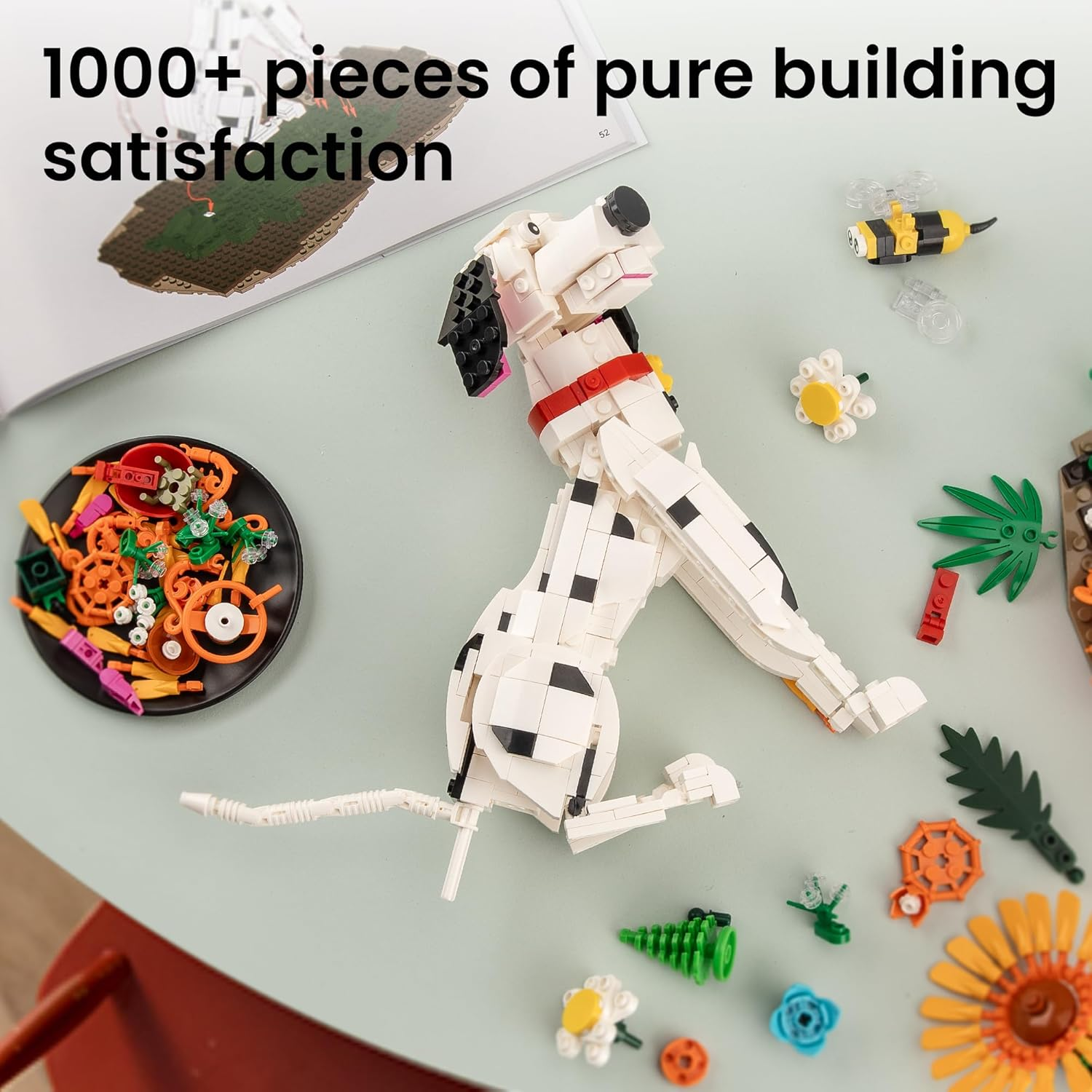 Sillbird Dog Animal Flower Building Sets for Adults & Teens, Buildable Floral Dalmatian Kit for Home Décor, Birthday Gift Toy for Pet Lovers, Women and Girlfriend(1097pcs) - Image 4