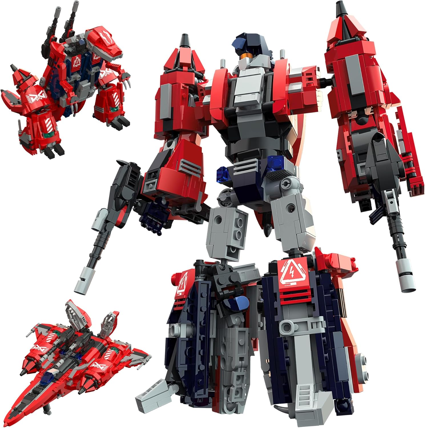 Sillbird 3in1 Robot Building Kit Transformable Toy - Robot to Dinosaur to Fighter Jet, Collectible Display Model Set for Adults, Ideas Gifts for Men Boys Fans, No Rebuilding (1128 pieces) - Image 8