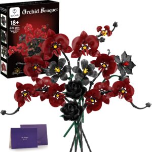 Orchid Flower Bouquet Building Set for Adults, Valentine's Day Gifts for Women Girl Teen, Buildable Artificial Floral Botanical Collection Gothic Decor for Home or Office (623 PCS)