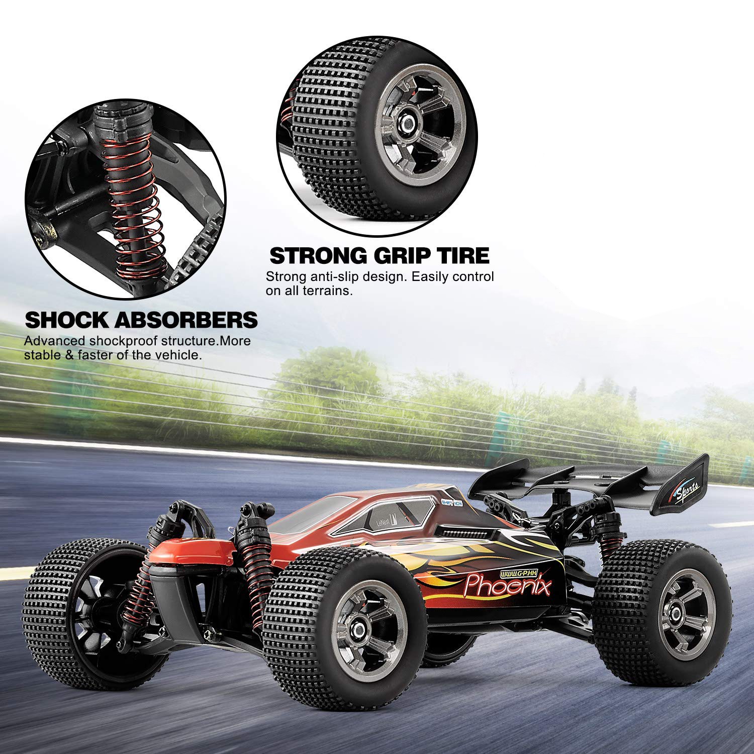 GPTOYS Remote Control Car, 2.4Ghz Off Road Rc Car with Battery, Truck Hobby Grade Vehicle 1: 12 Scale 18+Mph 2WD Cars for Adults Kids - Image 2